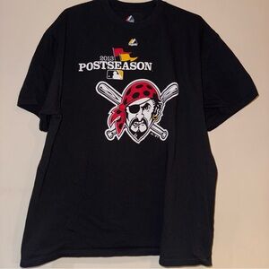 Pittsburg Pirates MLB 2013 Postseason Majestic Black Pirate Logo Graphic Tee